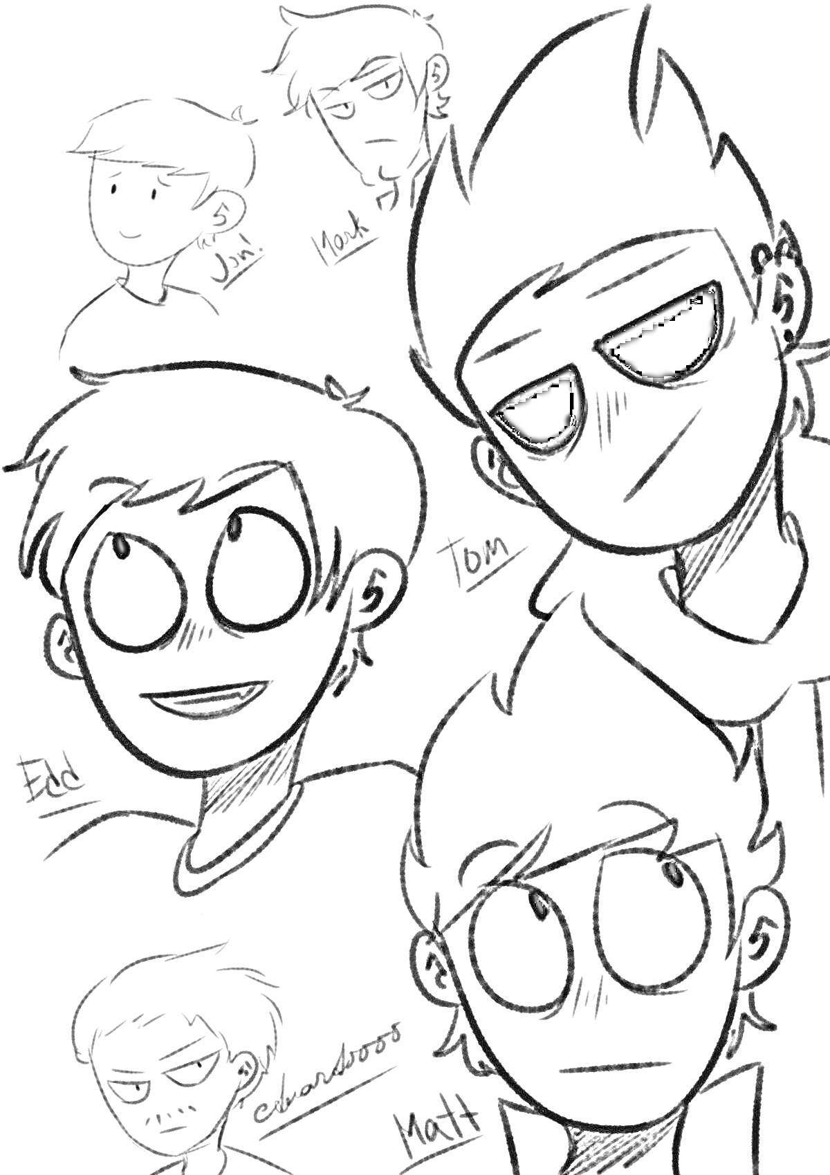 персонажи из Eddsworld — Tord, Tom, Matt, Edd