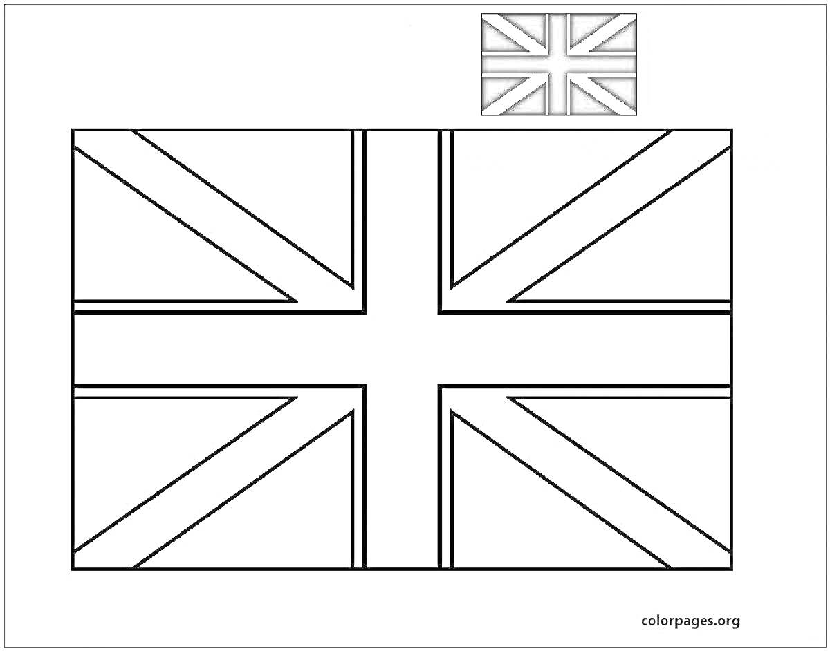 На раскраске изображено: Великобритания, Флаг