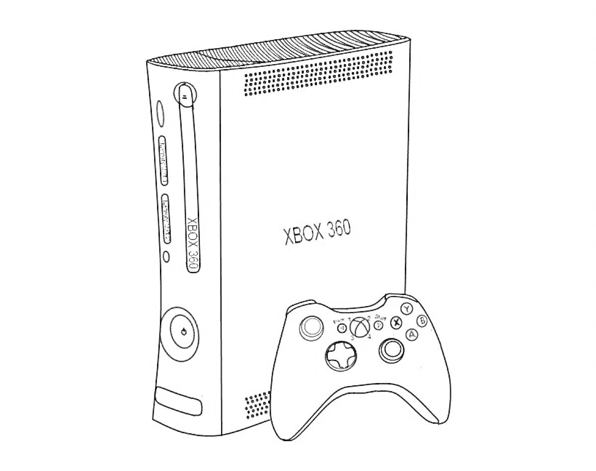 Раскраска Игровая приставка Xbox 360 с джойстиком