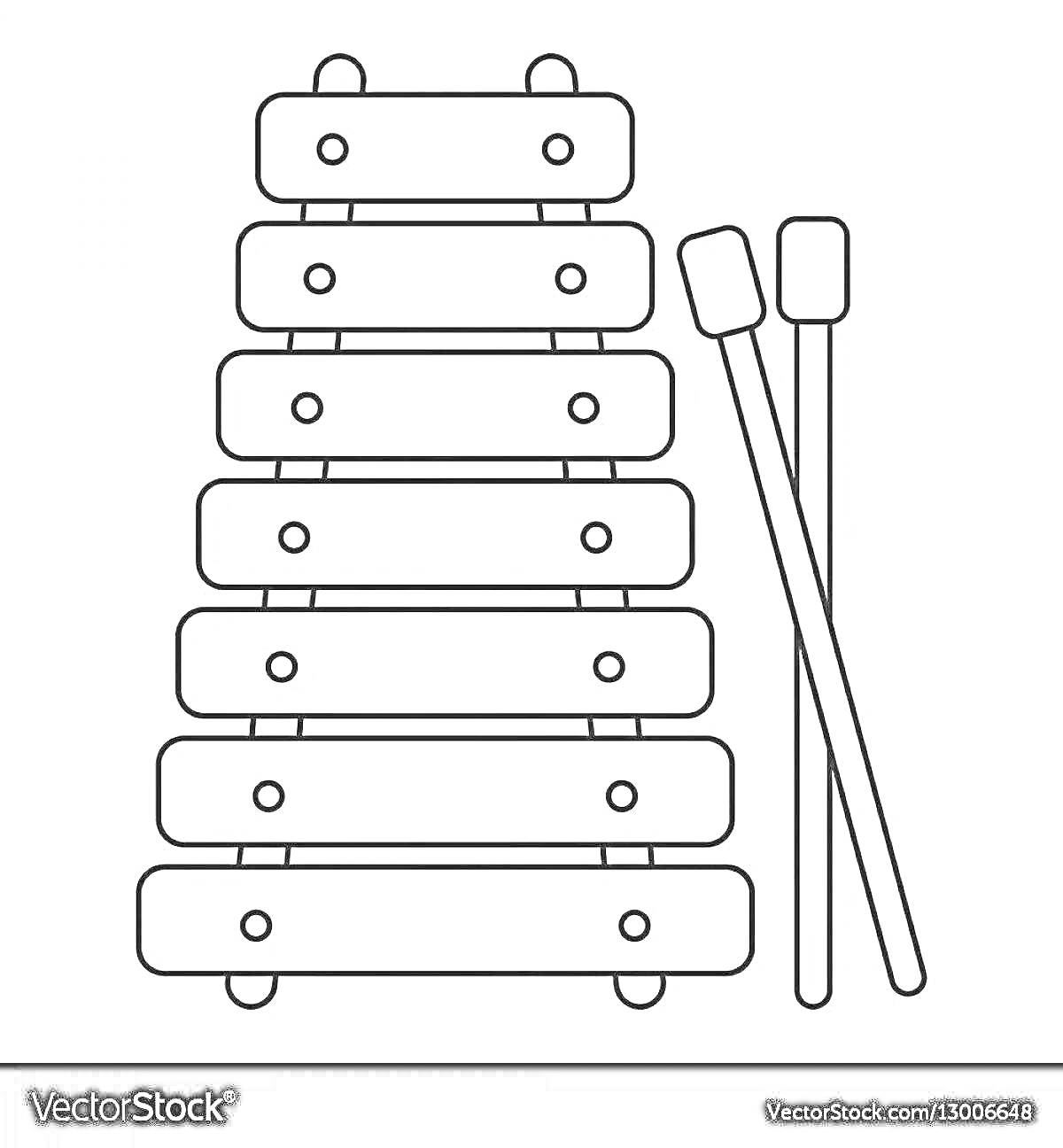 Раскраска Ксилофон с маллетами