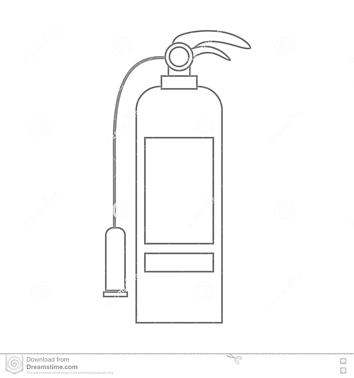 Раскраска Огнетушитель с ручкой, шлангом и этикеткой