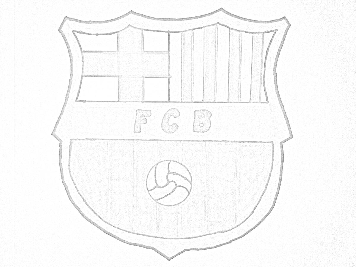 На раскраске изображено: Барселона, ФК Барселона, Футбольный клуб, Футбол, Спорт, Полосы, Крест, FCB