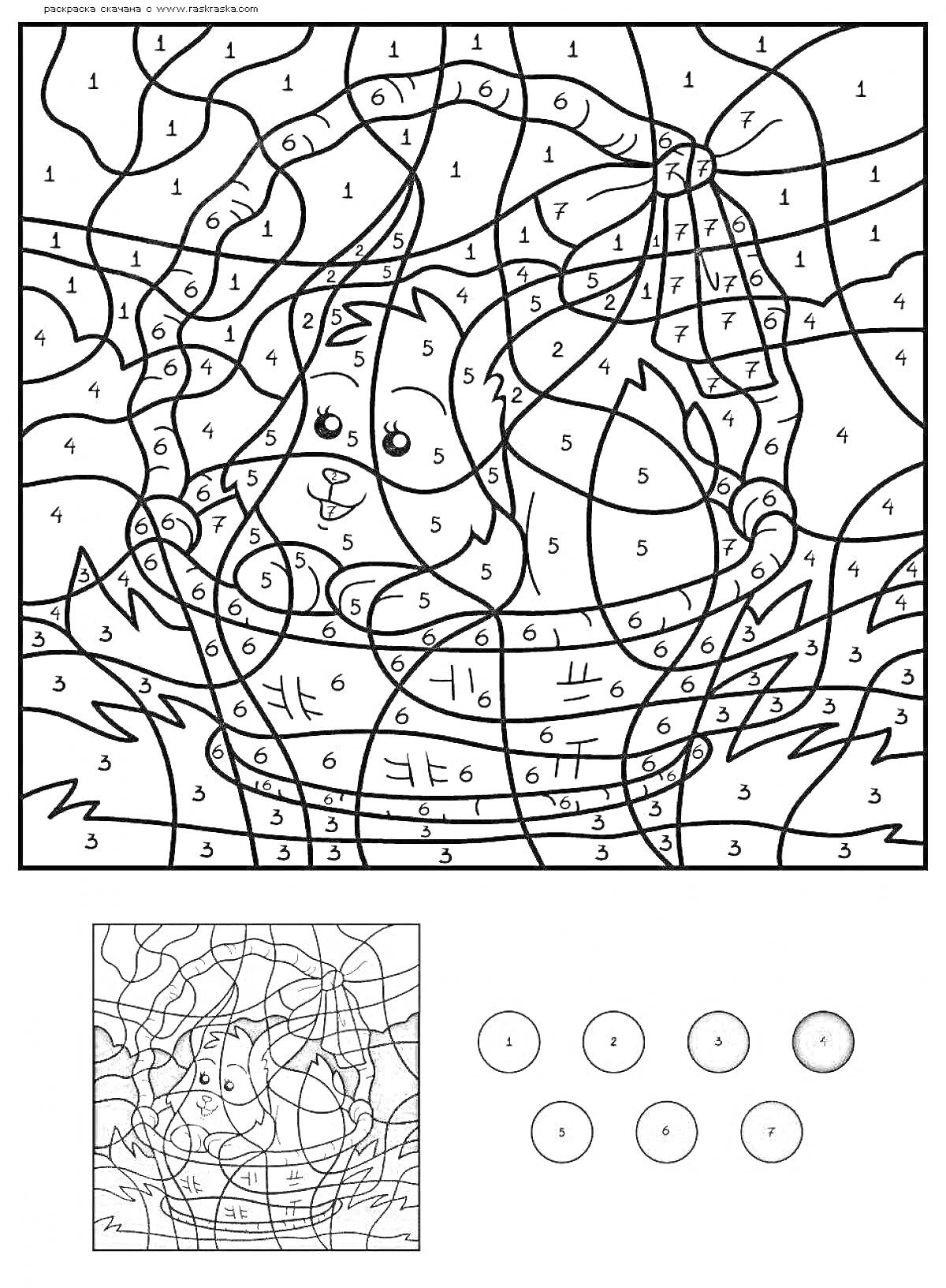 Раскраска Зайчик в корзинке под цветами