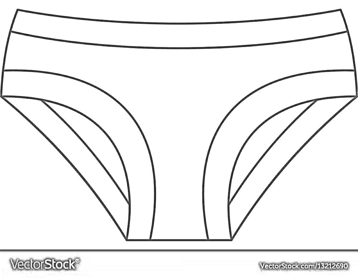 Раскраска Раскраска с изображением женских трусов с простым дизайном без дополнительных элементов.