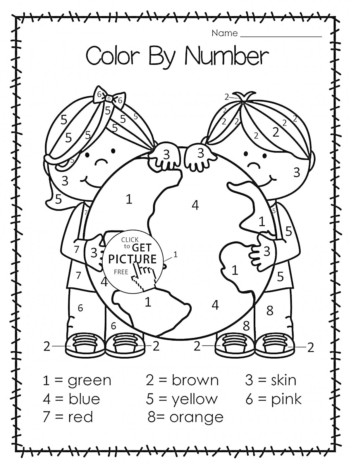 На раскраске изображено: Глобус, Обучение, Английский язык, Девочка, Мальчик, Цифры, Задания для детей