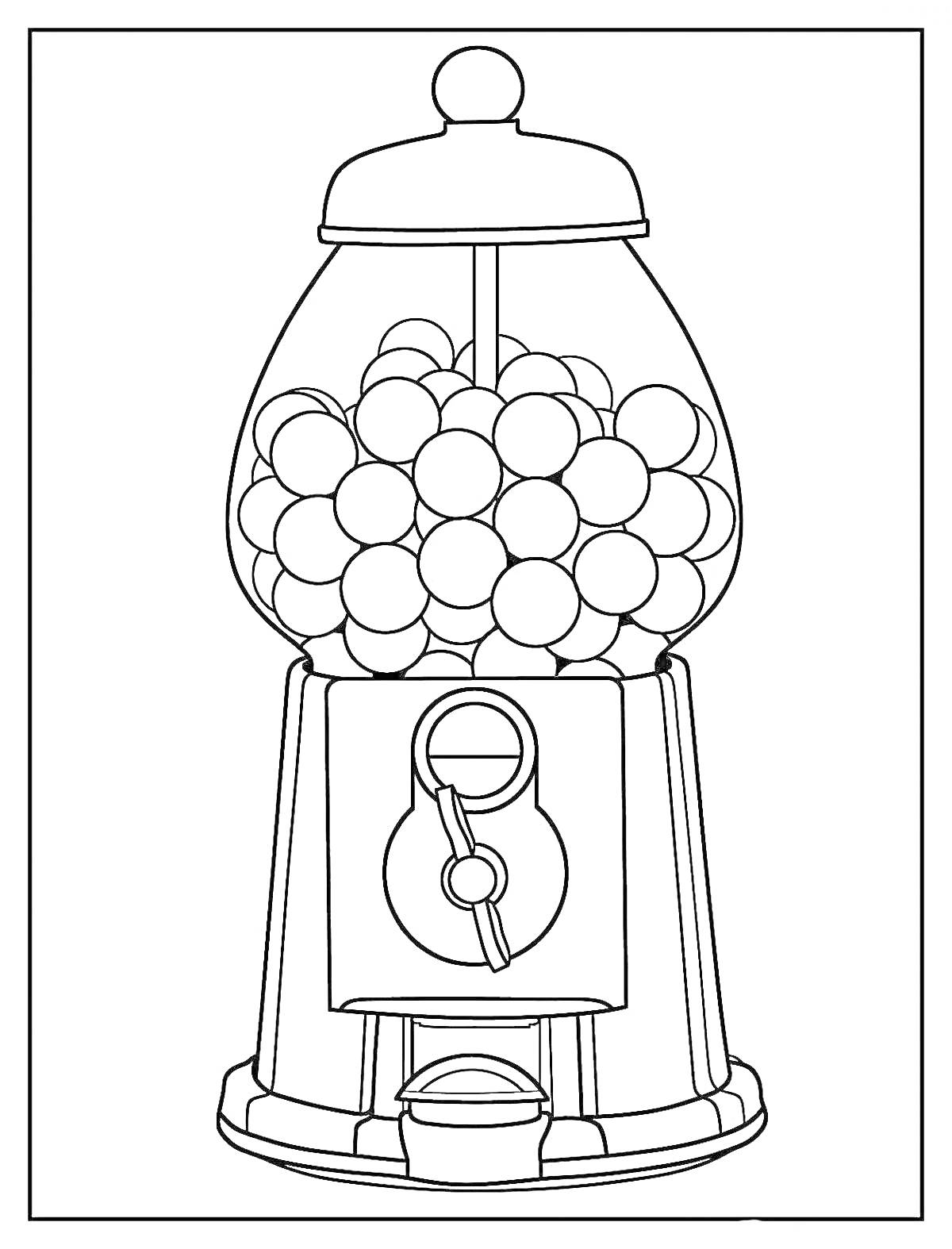 Раскраска Автомат для продажи жвачек, заполненный жевательными шариками