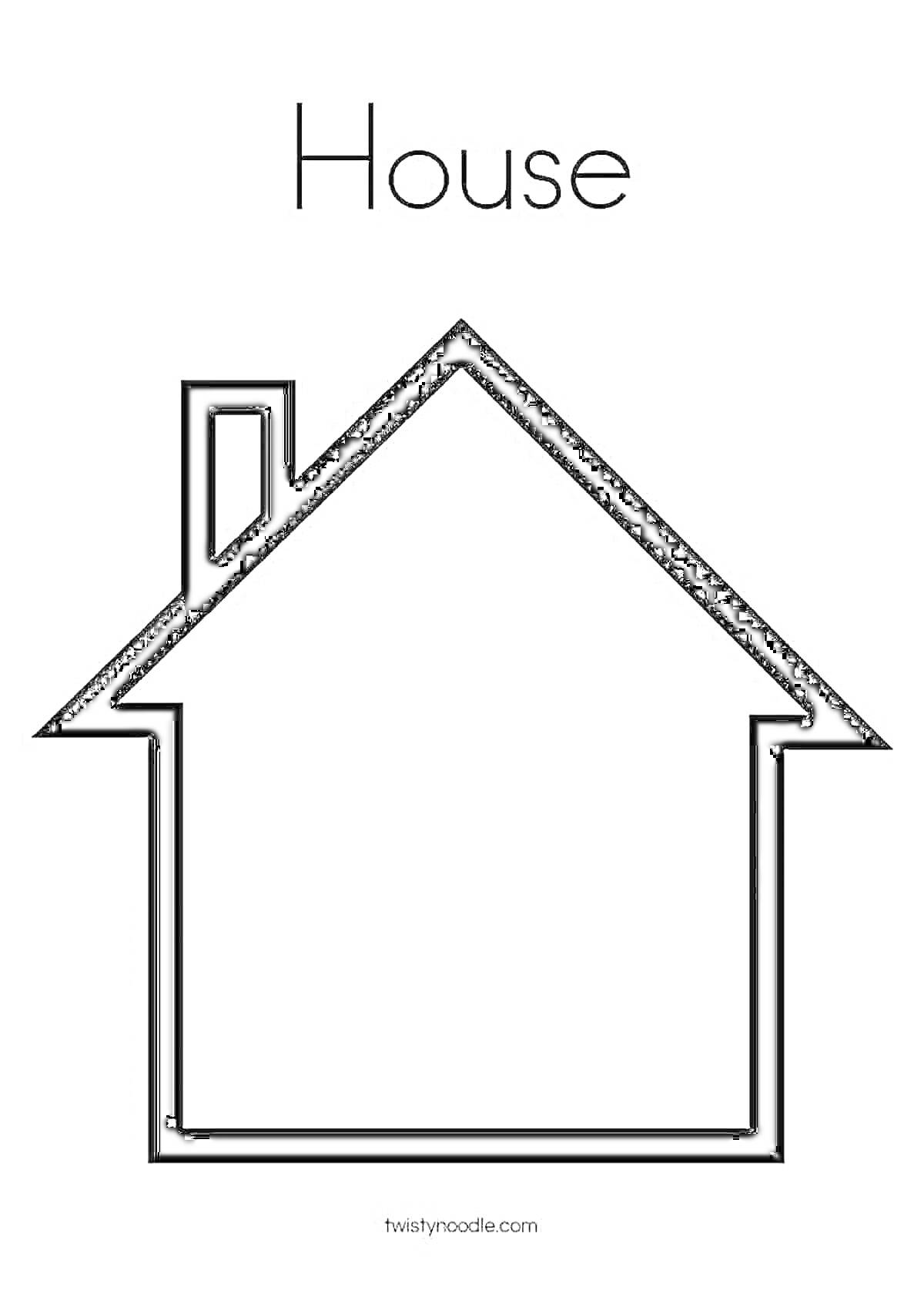 Раскраска Дом с трубой и крышей