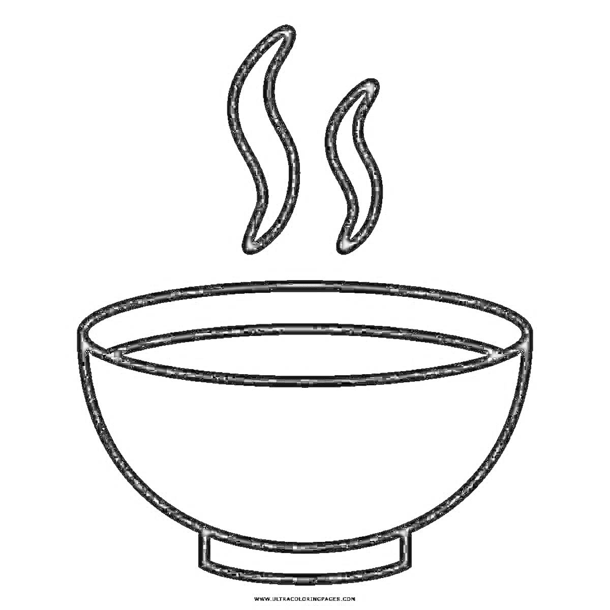 На раскраске изображено: Суп, Пар, Еда, Обед, Кухня, Чаши