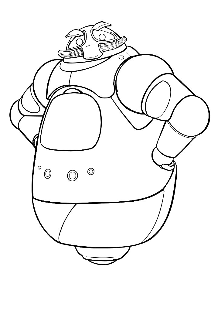 Раскраска Робот с усами и мускулистыми руками из мультфильма 