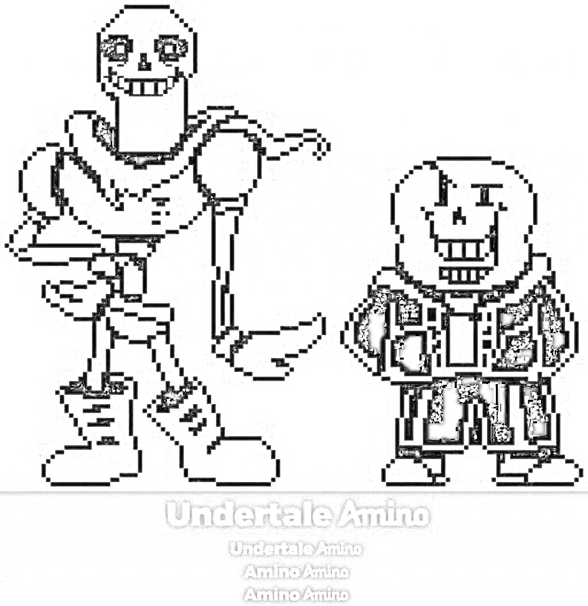 Раскраска Папирус и Санс из Undertale — персонажи из игры и комиксов, стоящие рядом