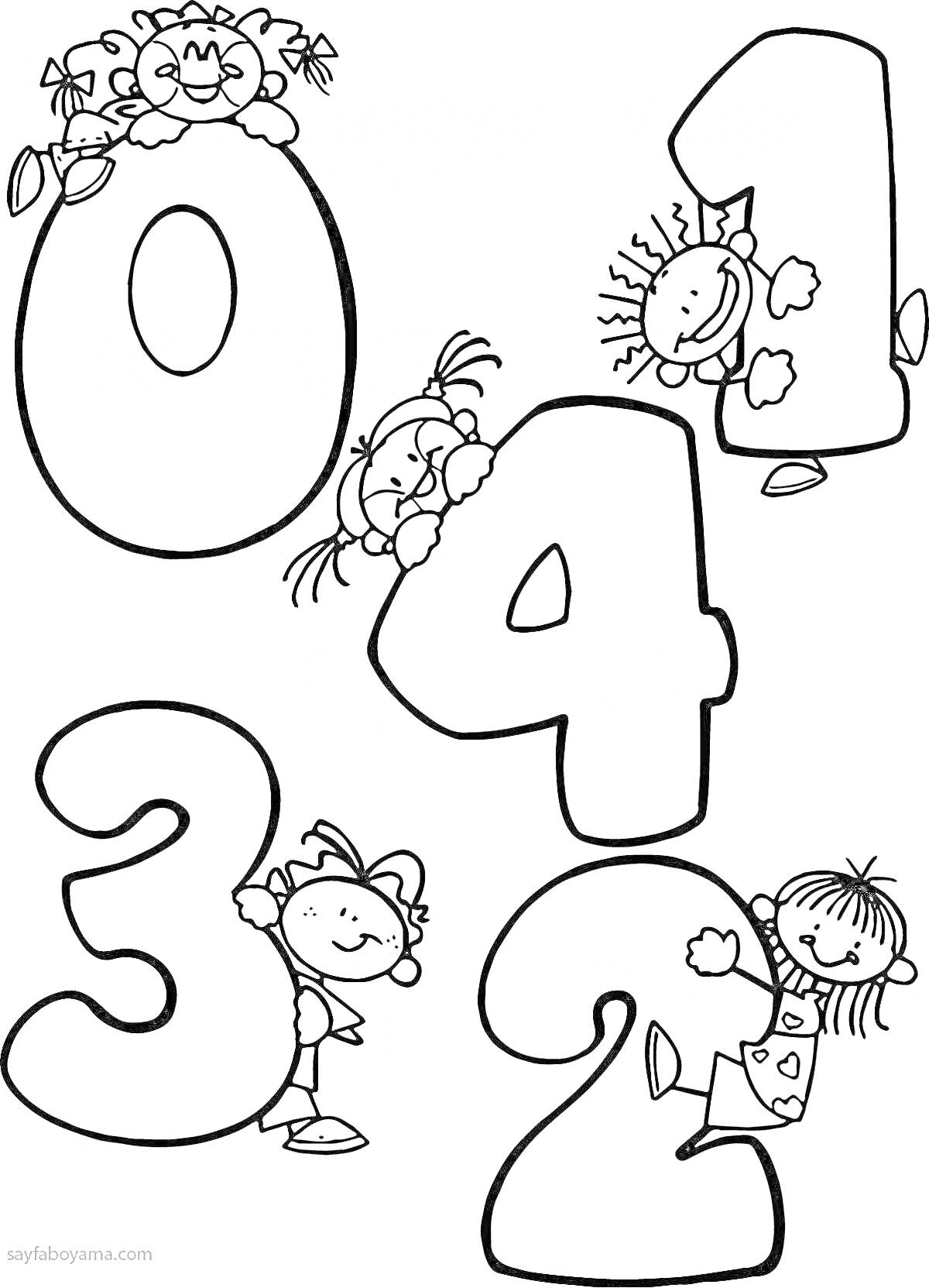 На раскраске изображено: Цифры, Математика, Игра, Детский сад, Начальная школа, Цифра 2, Цифра 1, Цифра 3, Цифра 4, Для детей, Учебные материалы, Цифра 0