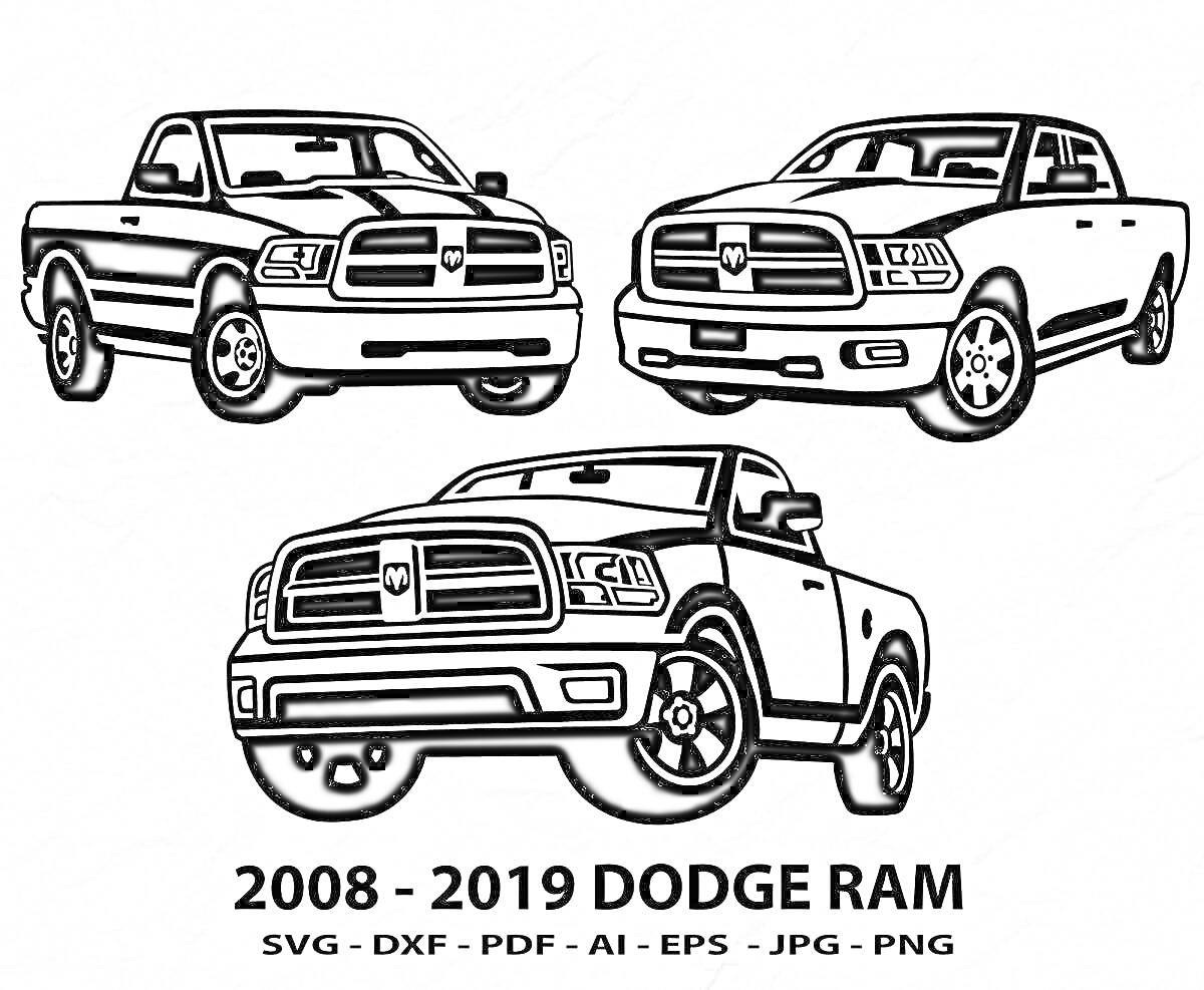 На раскраске изображено: Пикап, Dodge ram