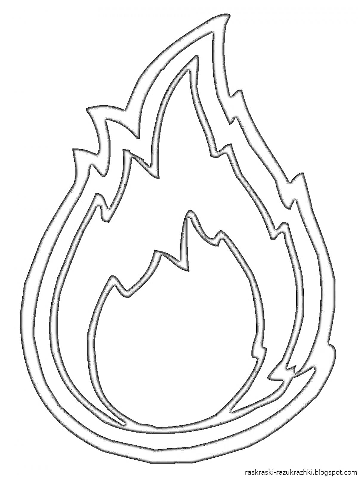 На раскраске изображено: Огонь, Пламя, Контурные рисунки