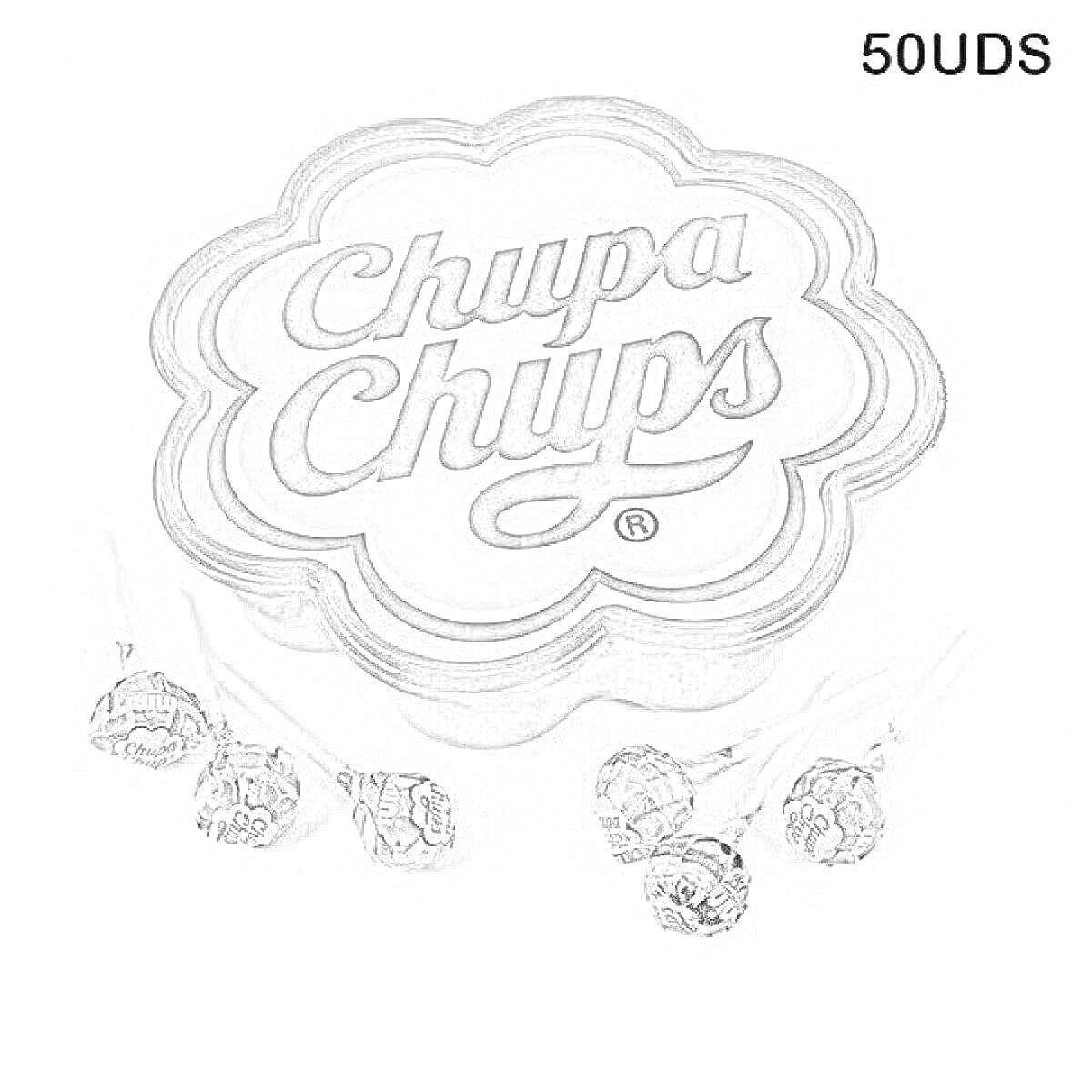 Логотип Chupa Chups в форме цветка с надписью 