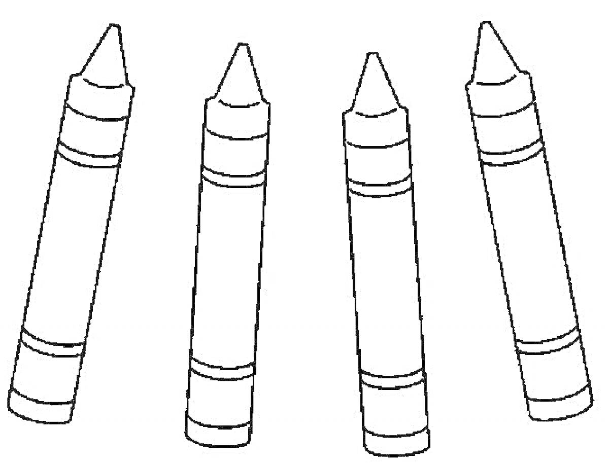 Раскраска Четыре восковых карандаша