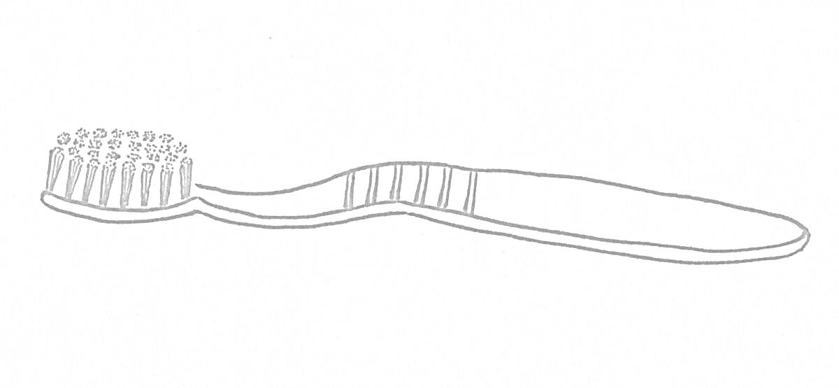 Раскраска Зубная щетка для детей с длинной ручкой и щетинками