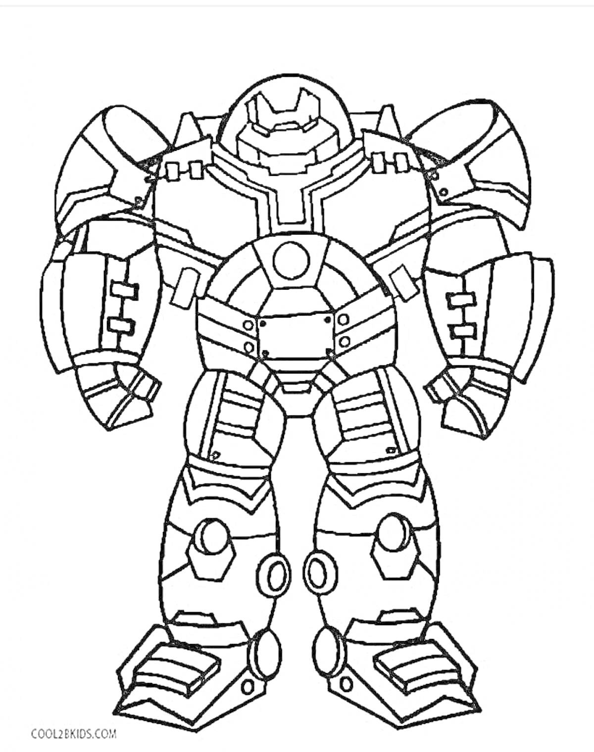 На раскраске изображено: Робот, Броня, Техника, Механика, Силы