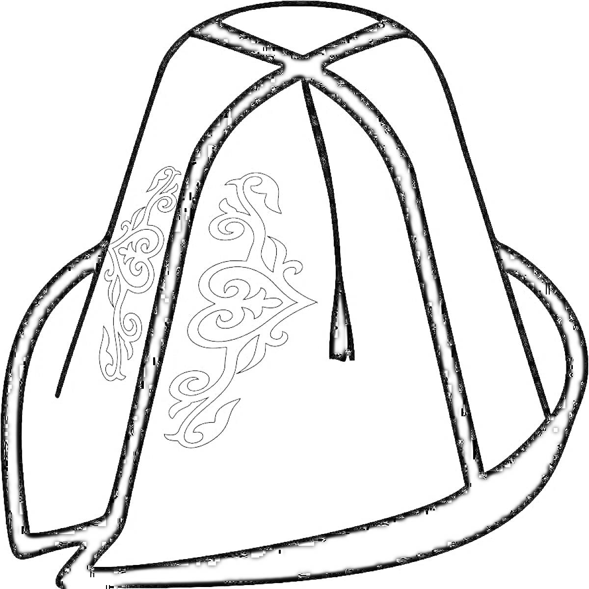 На раскраске изображено: Тақия, Традиционный головной убор, Орнамент, Этнический стиль