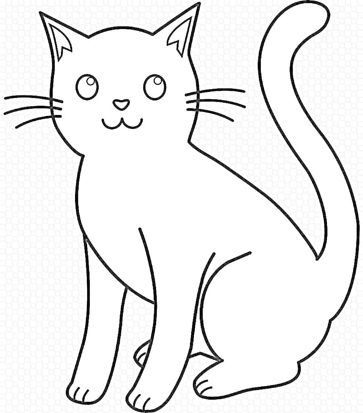 На раскраске изображено: Кот, Сидящий кот, Животные, Творчество, Для детей, Домашние питомцы, Контурные рисунки