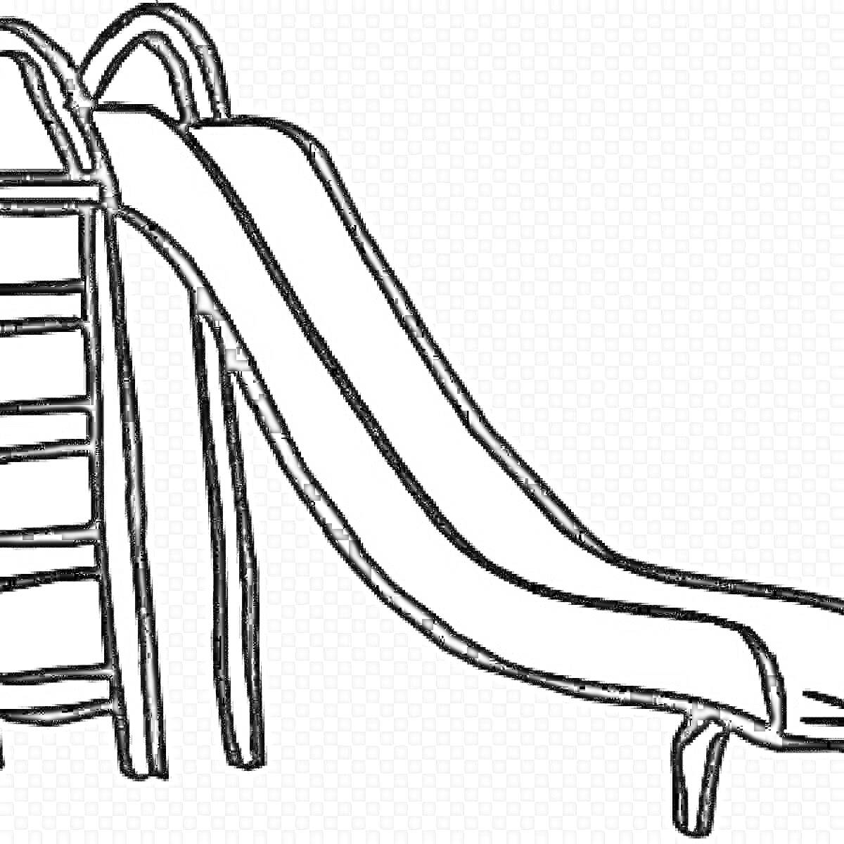 Раскраска Детская горка с лестницей и поручнями