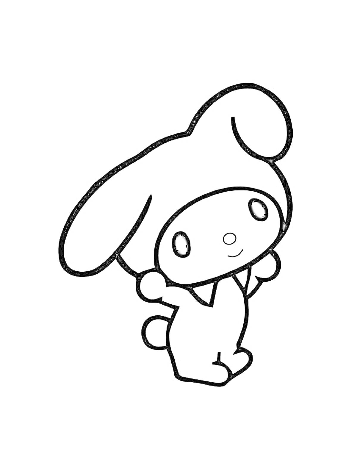 Раскраска Кролик с большими ушами, стоящий на задних лапках
