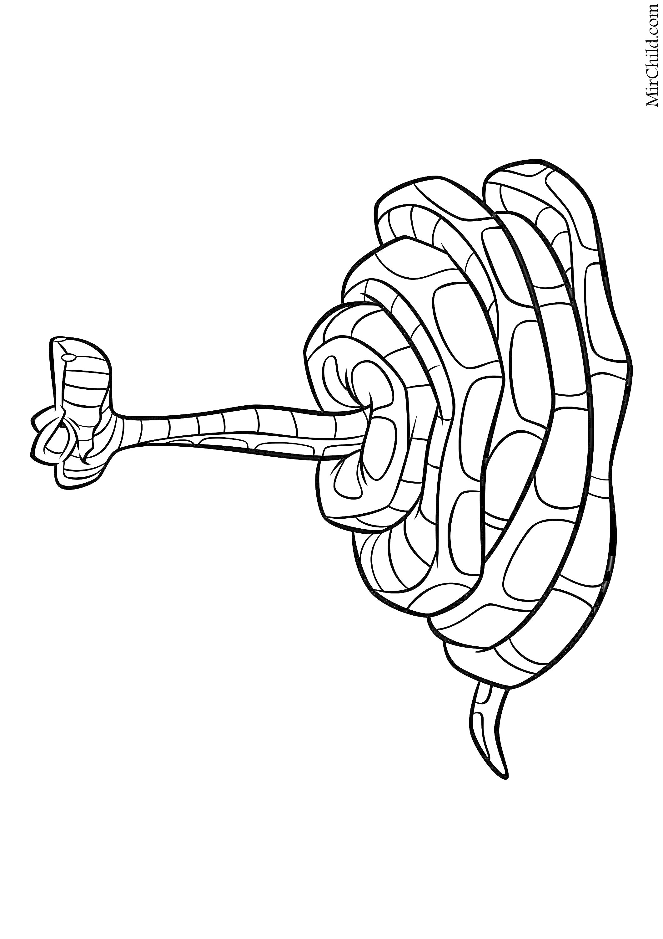 Раскраска Змейка Каа, закрученная в спираль