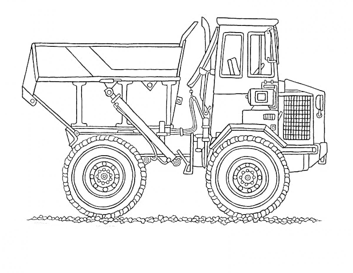 Раскраска Самосвал на каменистой поверхности