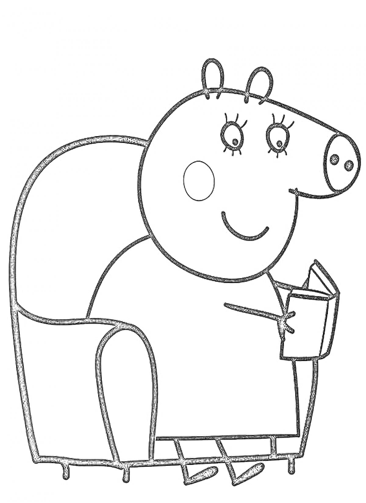 Свинка Пеппа сидит в кресле с книгой