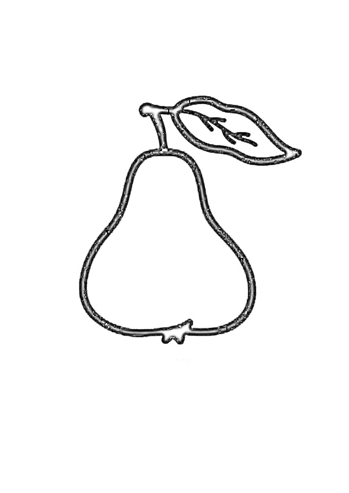 Раскраска Груша с листиком