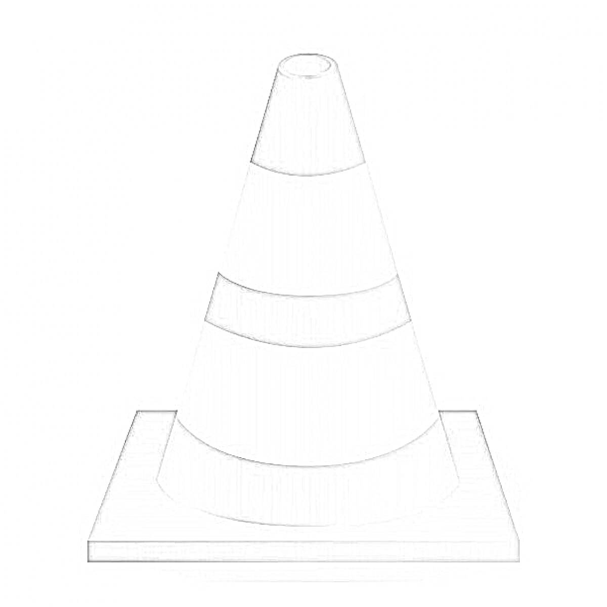 Раскраска Дорожный конус с полосками на квадратной основе