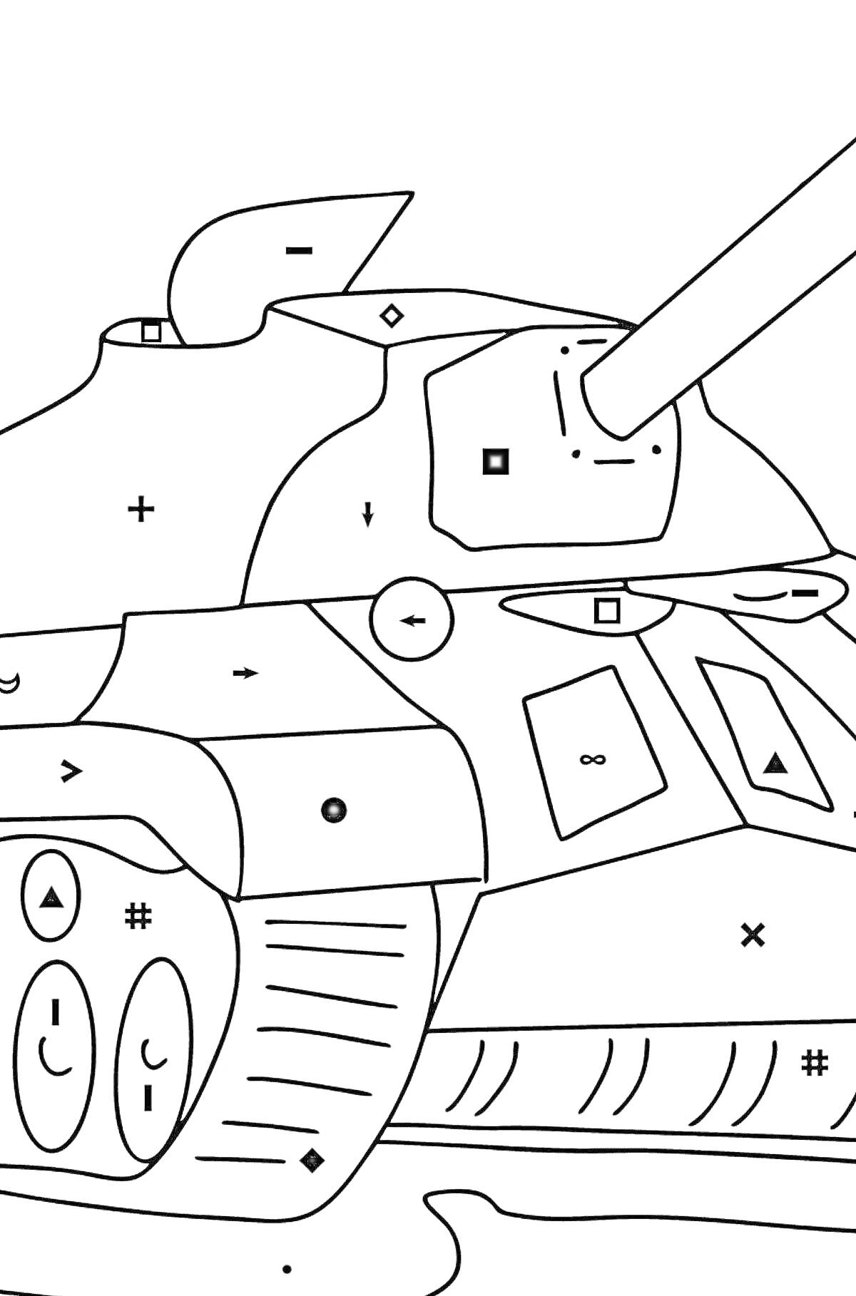 На раскраске изображено: Танк, ИС-3, Военная техника, Орудие, Техника, Контурные рисунки