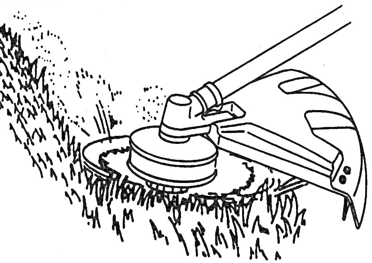 Косилка обрезает траву на лужайке