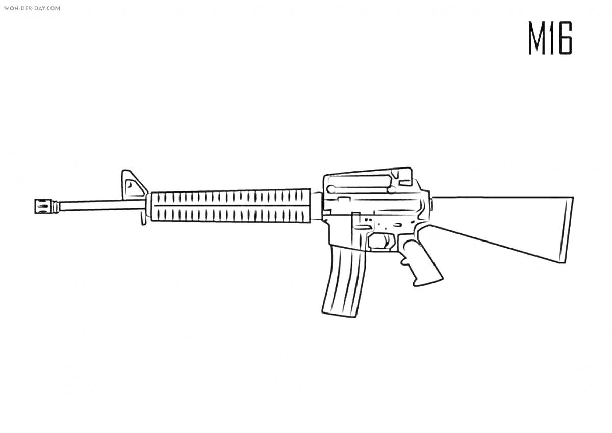 Раскраска Раскраска с изображением винтовки M16