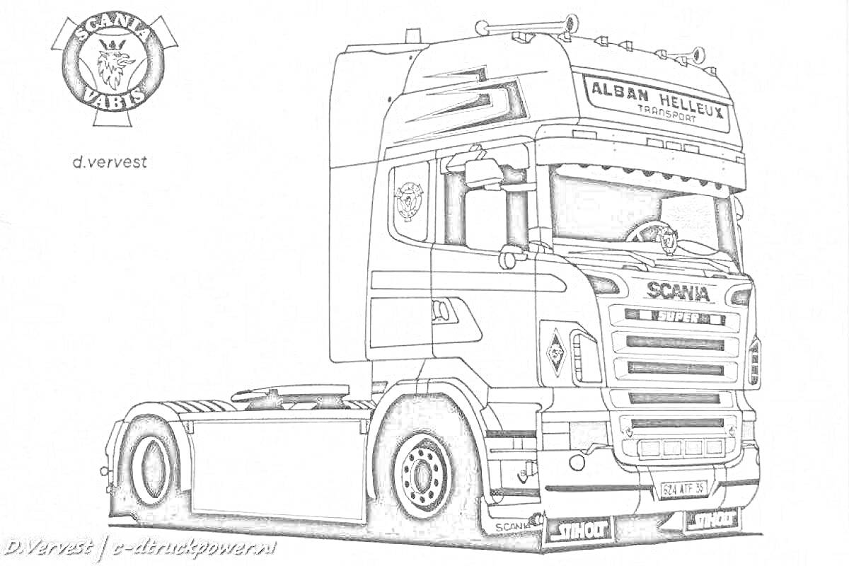 На раскраске изображено: Scania