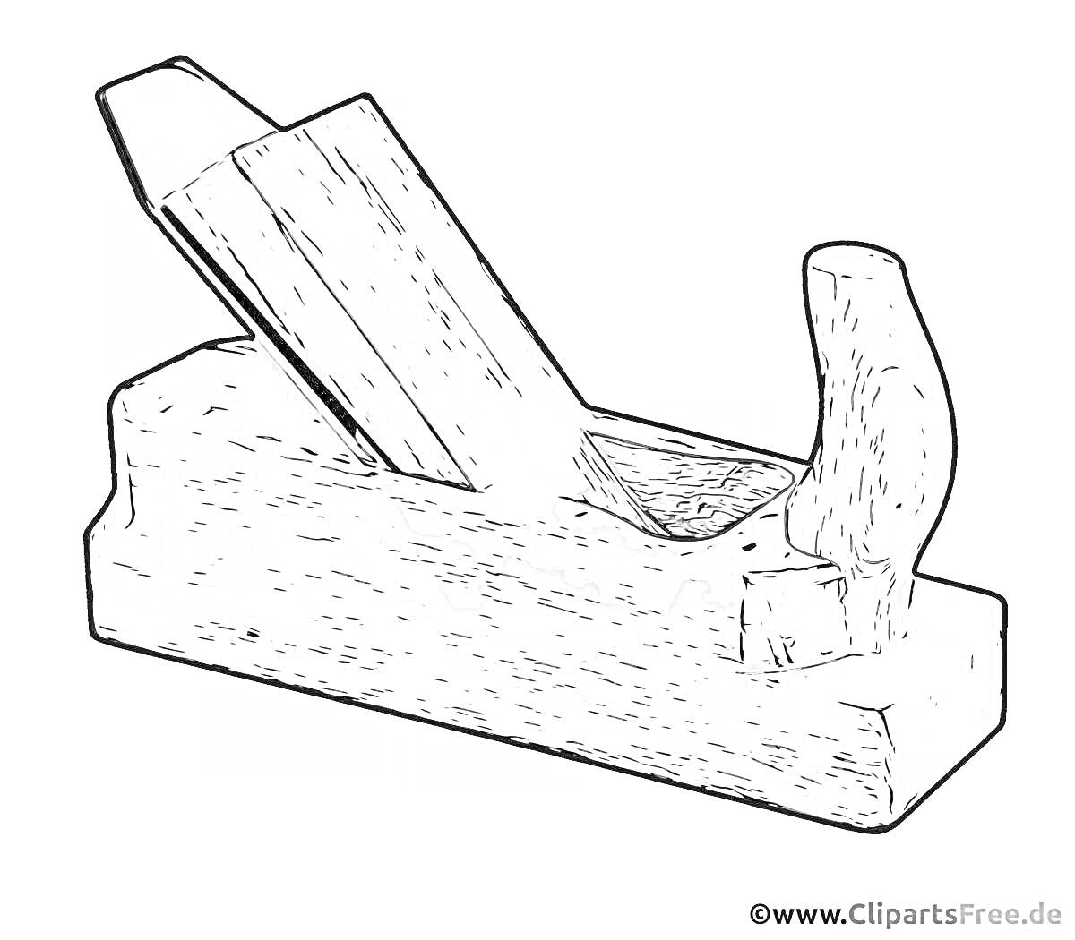 Раскраска Ручной деревянный рубанок с металлическим лезвием и деревянной ручкой