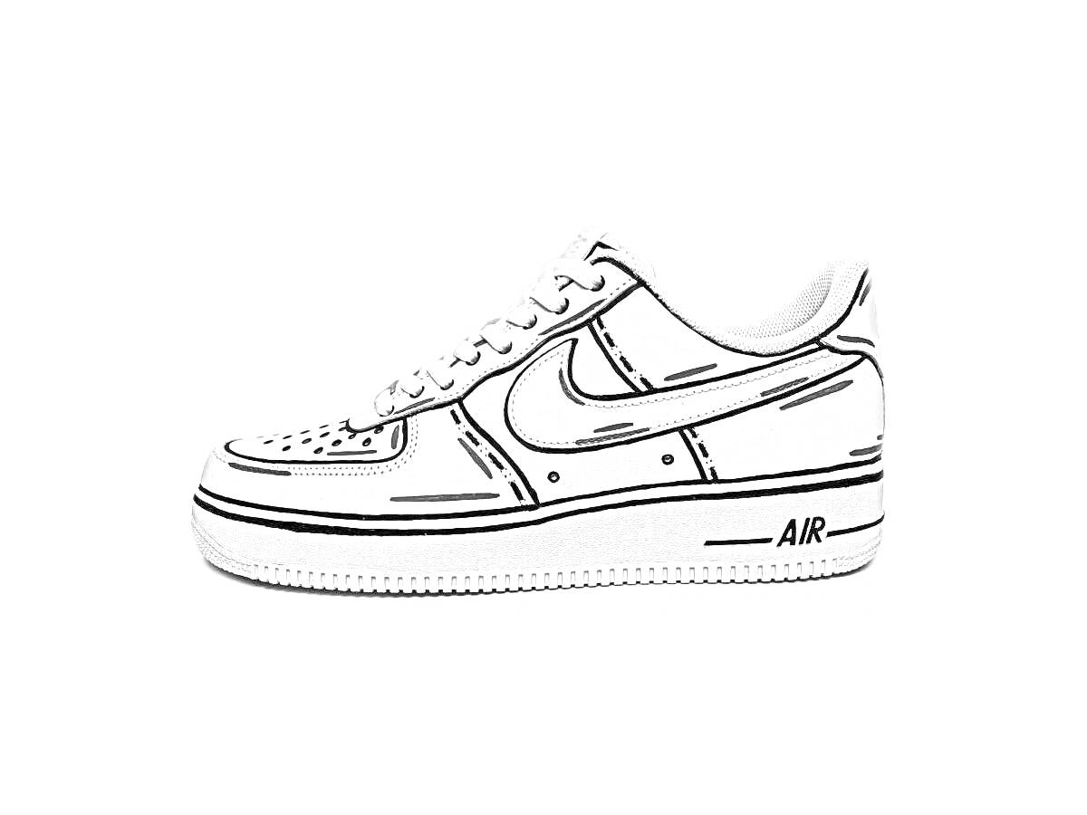 Раскраска Кроссовок Nike Air Force 1 (контурный рисунок)