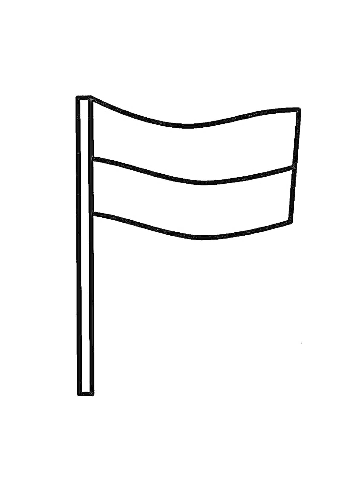 Флаг с двумя горизонтальными полосами и флагштоком