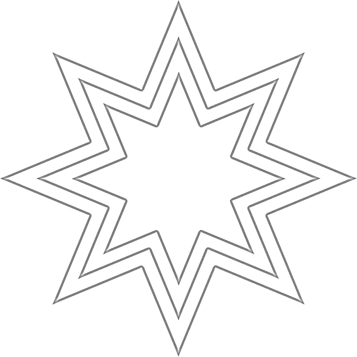 Раскраска Контурная новогодняя звезда с тройным обводом