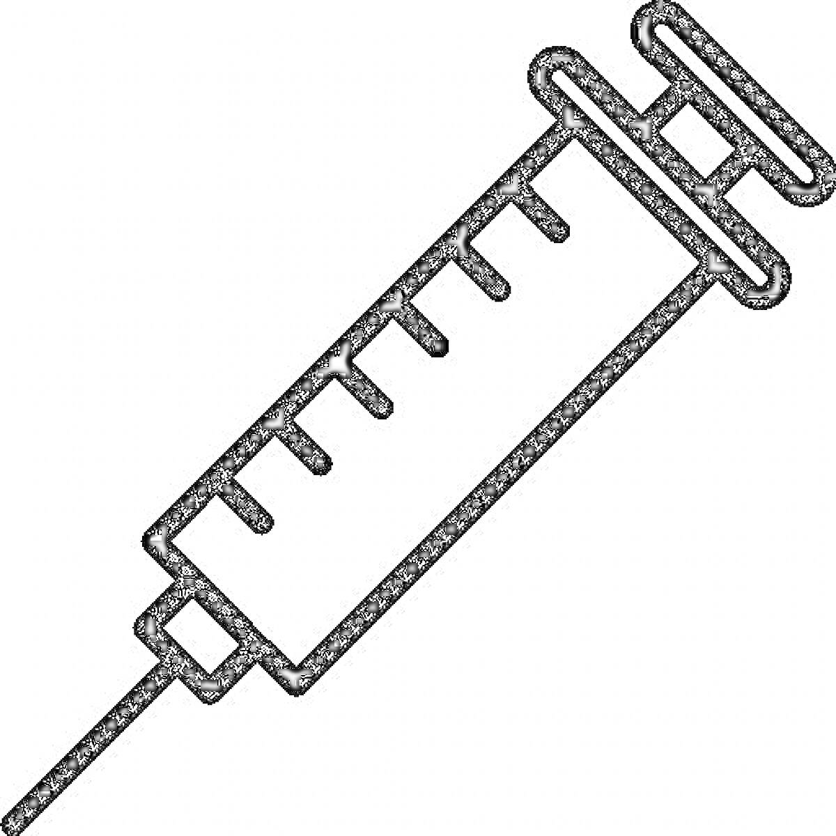 Раскраска Шприц с иглой и делениями для укола