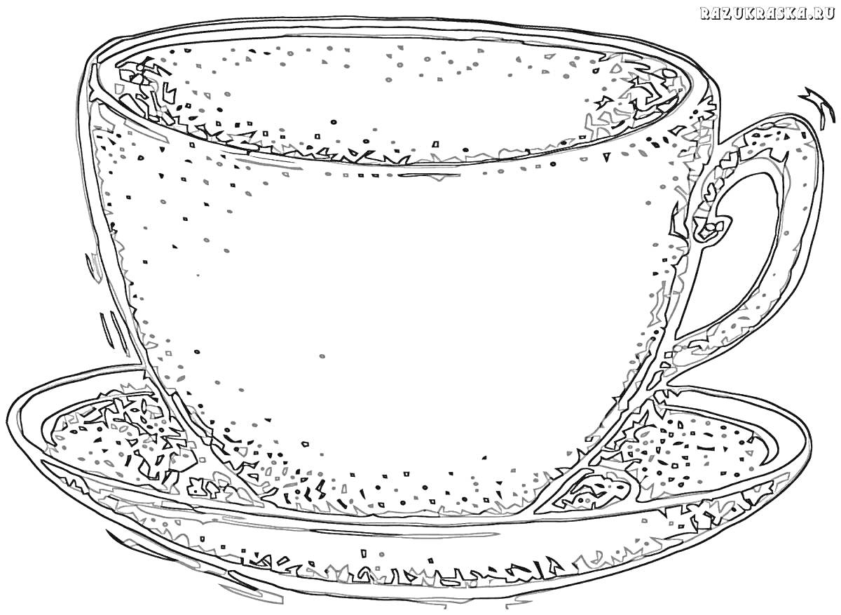 На раскраске изображено: Посуда, Для детей, 3 года, 4 года, Чашка с блюдцем, Утварь
