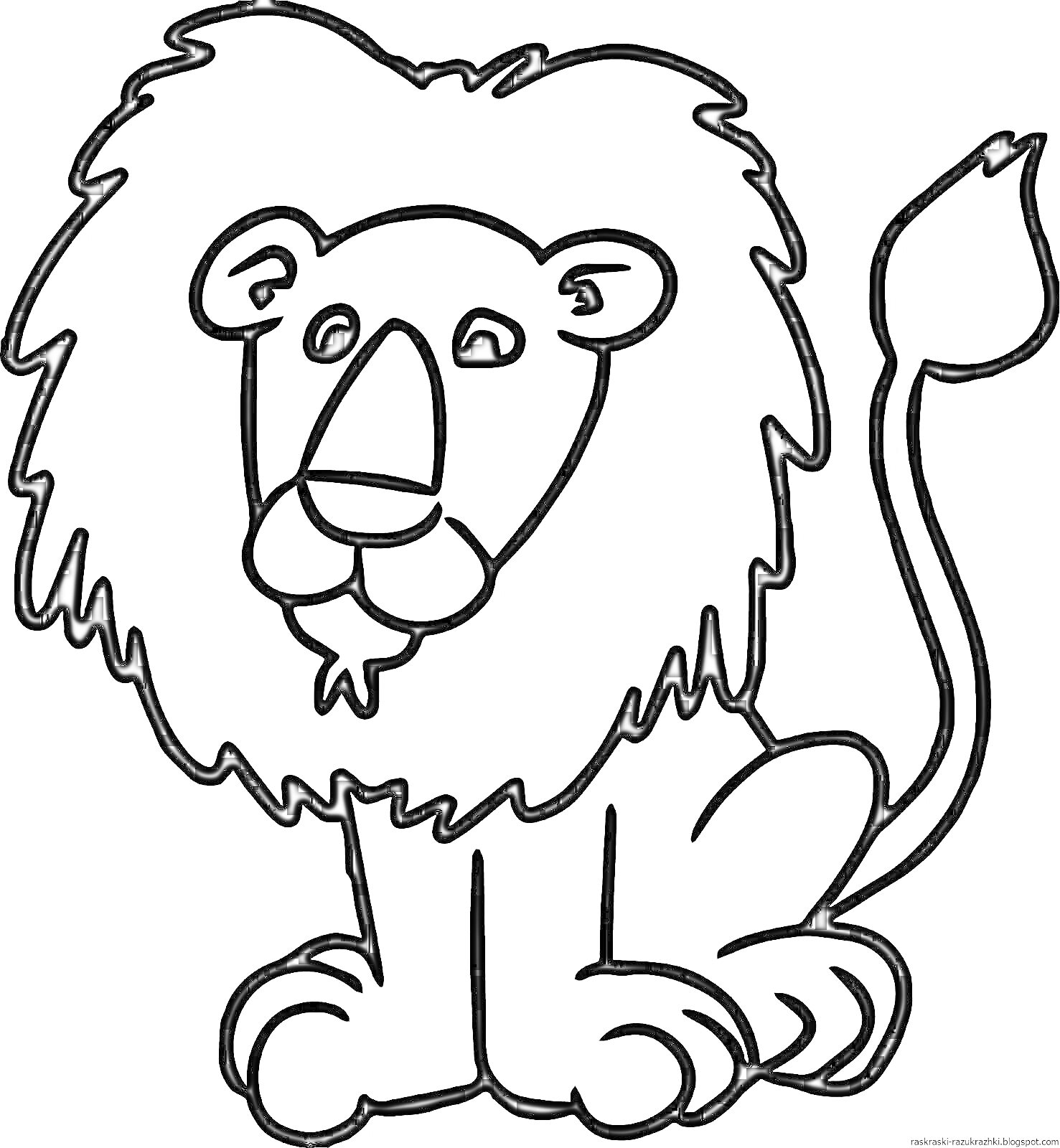 На раскраске изображено: Лев, Животные, Грива, Хвост, Для детей, Сидеть