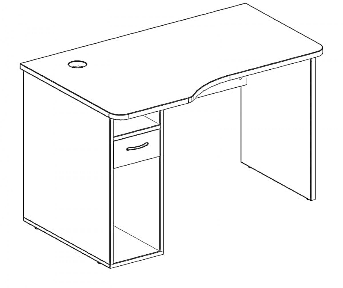 На раскраске изображено: Письменный стол, Мебель, Рабочее место