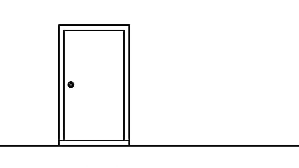 На раскраске изображено: Дверь, Коридор, Игра, Минимализм