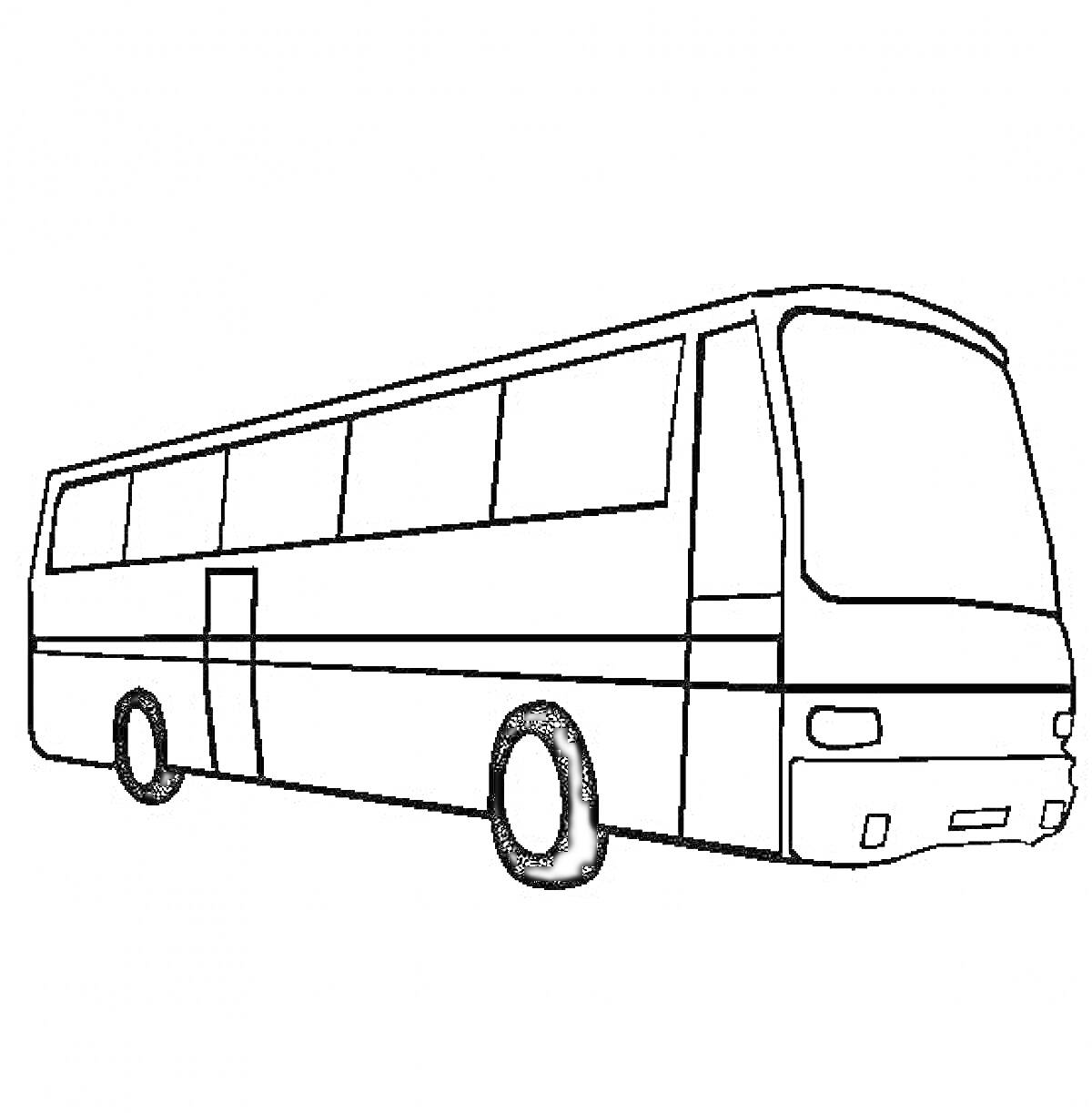 Раскраска Автобус с окнами и дверью на белом фоне