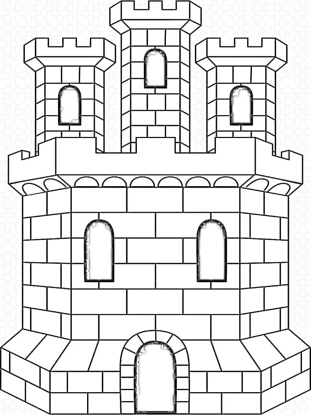 На раскраске изображено: Замок, Кирпичи