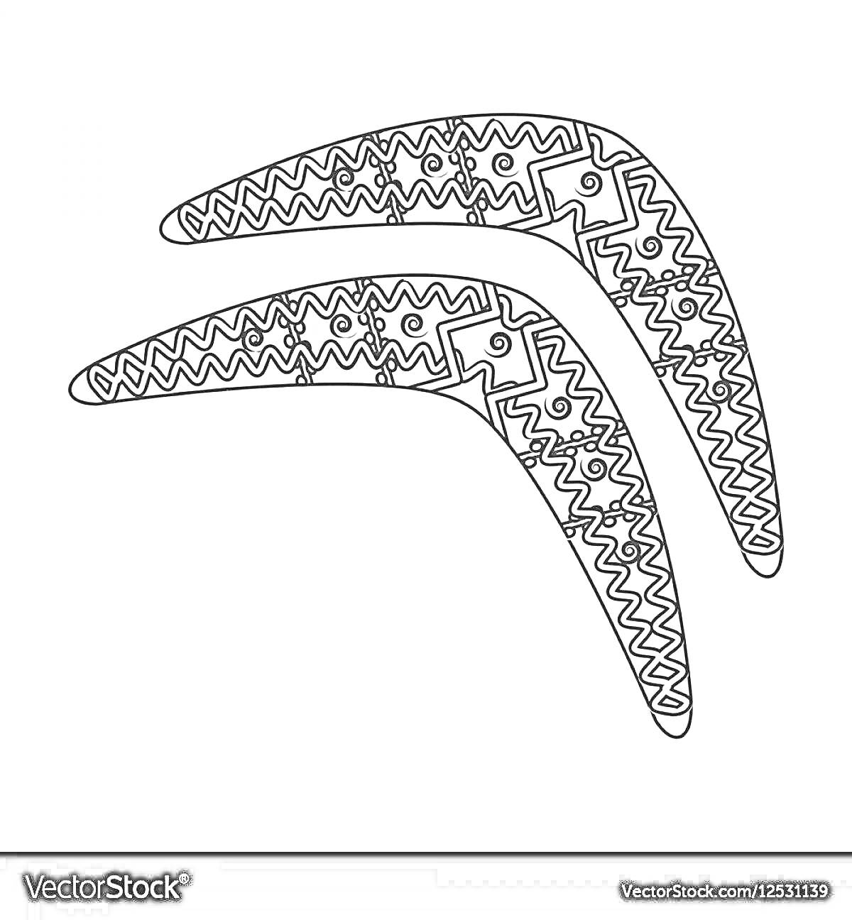 На раскраске изображено: Бумеранг, Абстрактные узоры, Геометрические узоры, Контурные рисунки