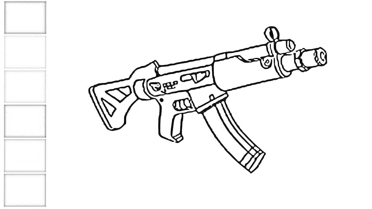 Раскраска Раскраска дробовик с прикладом, пистолетной рукояткой и магазином
