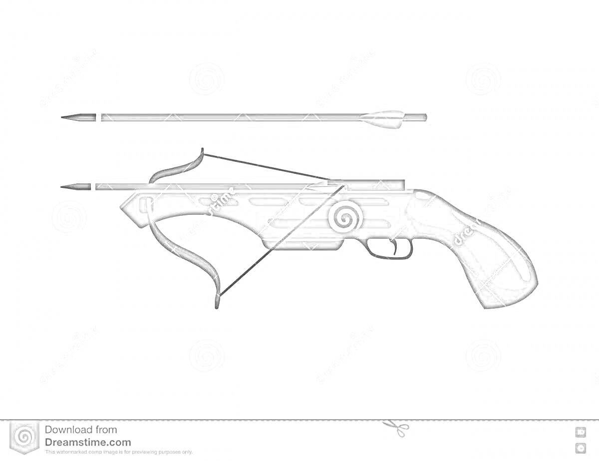 Раскраска арбалет с болтом