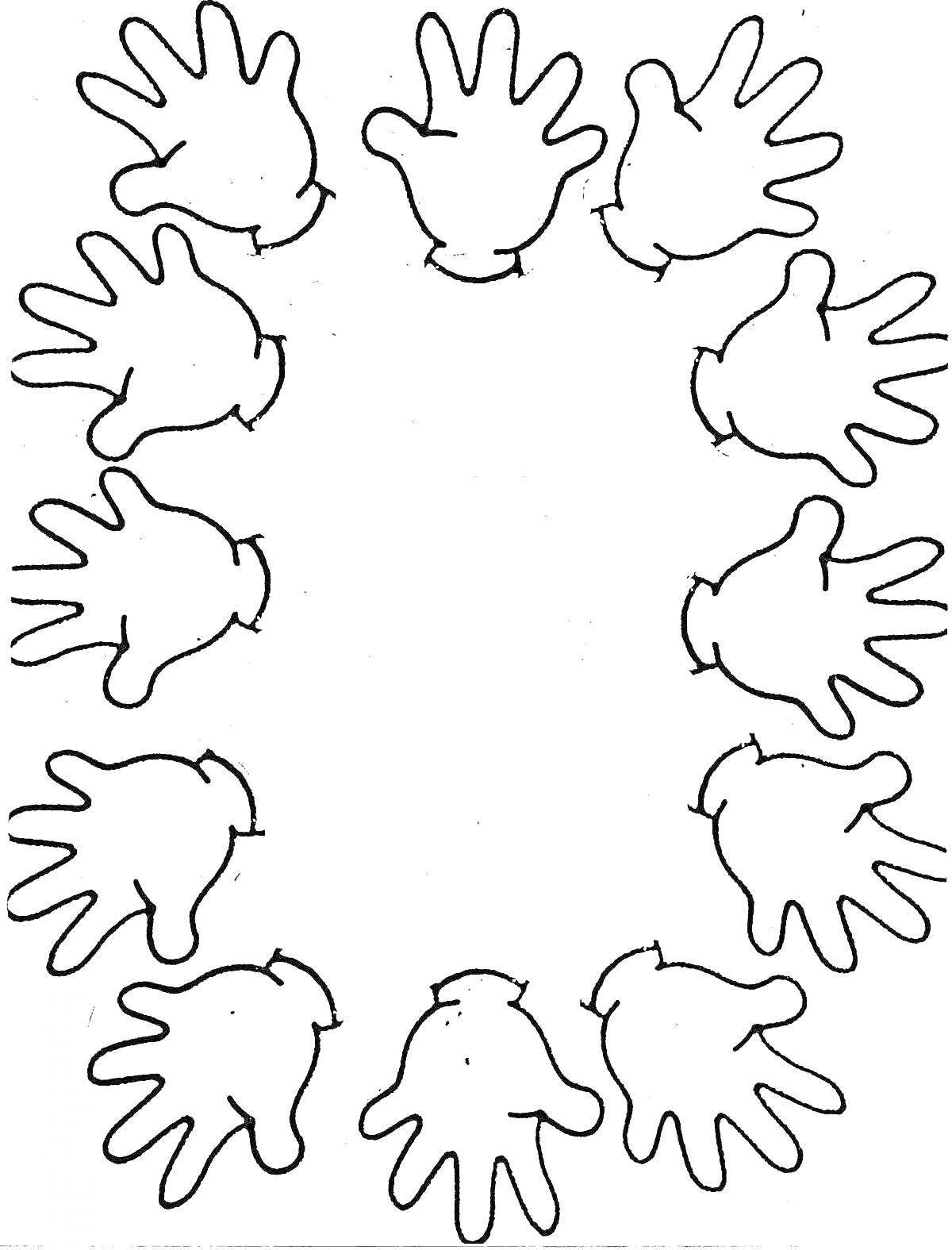Раскраска рамка из детских ладошек