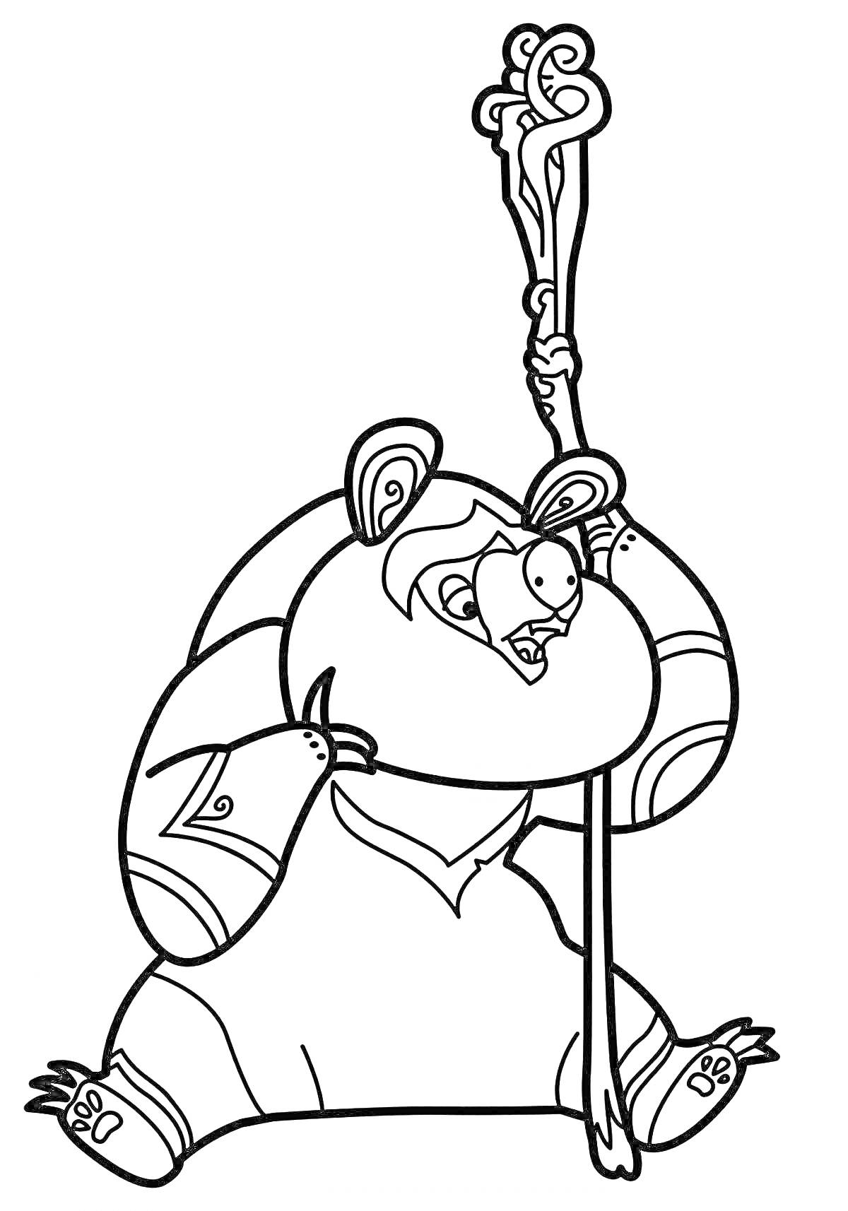 Раскраска Медведь с посохом